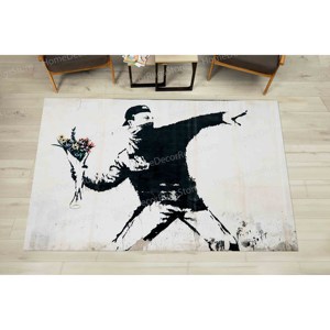 Alfombras de Banksy Lanzando Flores, Alfombras de Banksy con Motivos de Molotov, Alfombras con Grafitis de Flores, Alfombra Urbana, Alfombra de Chenilla - Product Image 3