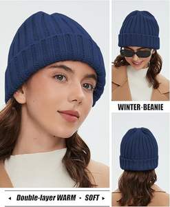 Fleece Lined Spandex/Polyester Casual Solid Beanie <b>Hat</b> for <b>Women</b> Men Soft <b>Winter</b> <b>Hats</b> Chunky Warm Breathable Embroidery - Product Image 4