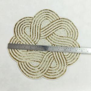 Elegant Luxury Seed Bead Table <b>Placemats</b> with Embroidery and <b>Mirror</b> Detail Customizable Shapes for Wedding Halloween Christmas - Product Image 3