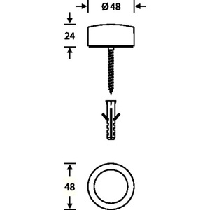 Stainless Steel Matt 38 3878 Floor <b>Door</b> Buffer 48mm Diameter 24mm Height with Dowel Mounting for <b>Door</b> <b>Catches</b> & Closers - Product Image 3