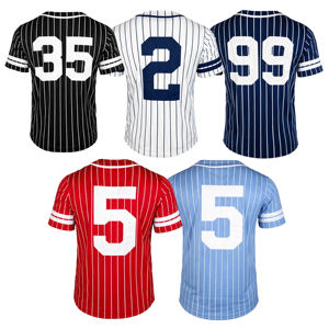 T-shirt de baseball à rayures pour homme, col en V boutonné, 100 % polyester, respirant, séchage rapide, streetwear d'été, haut de sport - Product Image 2