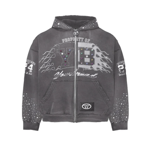 2025 recién llegado personalizado de alta calidad 100% algodón Sun Faded Heavyweight ácido lavado de gran tamaño desgastado Zip up sudaderas con capucha para hombres - Product Image 2