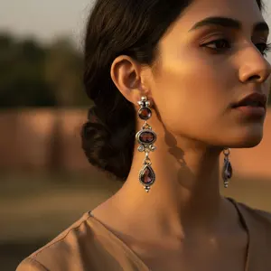 Boucles d'oreilles pendantes en argent 925 avec améthyste pour femmes - Product Image 1