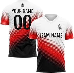 Uniforme de fútbol juvenil de alta calidad, patrón de lunares 3D, Jersey que absorbe la humedad, pantalones cortos, tamaño 2-12Y, cuello en V, conjuntos transpirables para niños - Product Image 2