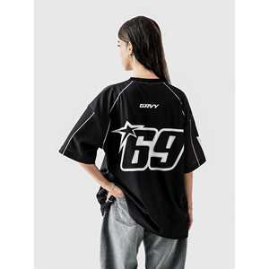 เสื้อบาสเก็ตบอล 69' ไซส์ XL ผ้าโพลีเอสเตอร์ พิมพ์ลายแบบ Sublimation แขนสั้น คอวี ผ้าริบ แห้งเร็ว ระบายอากาศได้ดี ไซส์พลัส สำหรับผู้ชาย - Product Image 6