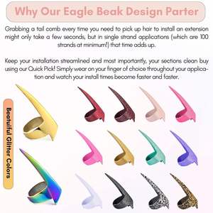 Herramienta para Extensiones de Cabello, Anillo Seleccionador de Acero Inoxidable, Herramienta para Separar el Cabello con los Dedos, para Trenzas, Dreads y Extensiones de Cabello Duraderas - Product Image 3