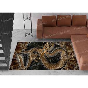 Alfombra Estampada con Diseño de Dragón: Alfombra con Patrón de Dragón, Alfombra Japonesa, Alfombra Moderna, Alfombra Suave con Pelo Largo - Product Image 2