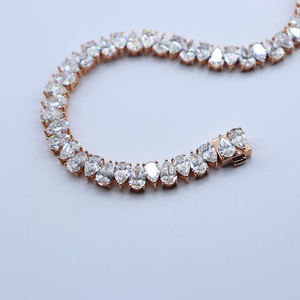 AMBER JEWELS Pulsera de tenis de oro rosa con piedra natural de talla brillante, engaste de garra, certificado IGI, joyería de lujo unisex para bodas - Product Image 4