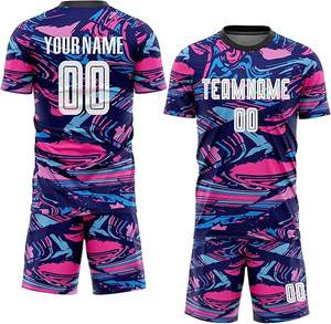 Uniformes de fútbol transpirables de alta calidad Set Custom Blue Pink Yellow Green Color Men's Team Soccer Wear Kits - Product Image 6