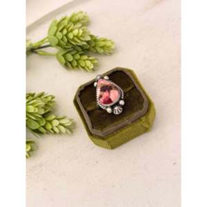 Johnny Dixon <b>Adjustable</b> <b>Ring</b> Elegant Rose Dahlia & Sterling Silver Cluster Bezel Setting Inlay for Gift - Product Image 4