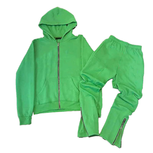 Ensembles unisexes de survêtements à logo personnalisé OEM ensembles de pantalons de survêtement et sweat à capuche zippé à impression bouffante 3d pour hommes - Product Image 3