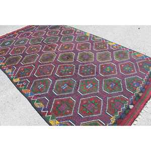 Tapis de 6,7 x 11 pieds, tapis turc vintage surdimensionné, tapis en laine rouge Kilim - Product Image 4