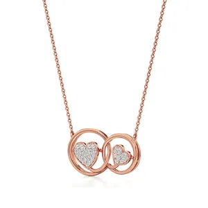 Elira 18K Gold Plated Dual <b>Heart</b> Pendant Zircon <b>Charm</b> Stainless Steel Jewelry - Product Image 2