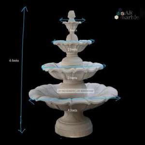 Moderno tallado a mano grande al aire libre jardín gris blanco granito piedra piscina 3 niveles mármol fuente de agua tallado a mano jardín agua - Product Image 3