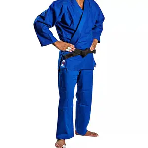 Judo seragam seni bela diri kompetisi Gi Judo Docker pakaian perlengkapan latihan harga grosir katun biru pakaian latihan poliester