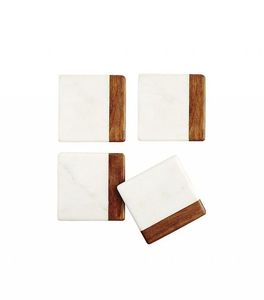 Marble Wood Coaster functional marble wood coaster prevents <b>scratches</b> water damage furniture protection daily home use - Product Image 1