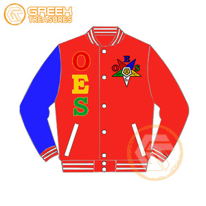 Customized Order Eastern <b>Star</b> Cotton Fleece Embroidered Varsity <b>Jacket</b> OES Breathable Quick Dry Zipper Closure Stand Women's - Product Image 6