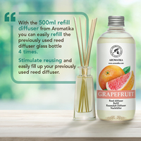 Recarga de Difusor de Aroma Natural de Pomelo Aromatika, Líquido de 500 ml, Fragancia Duradera para Habitaciones, Aceite para Varillas Aromáticas, Aromaterapia Ecológica