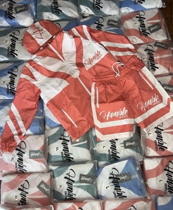 Conjunto de pantalones cortos cortavientos de poliéster con cremallera, conjunto de pantalones cortos cortavientos de gran tamaño - Product Image 2