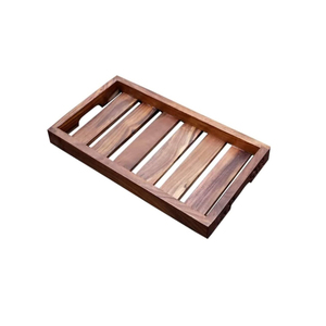 Wooden Eco- Friendly <b>Rectangular</b> Food <b>Trays</b> Rustic Wooden Serving <b>Trays</b> With Handle for Kitchen - Product Image 1