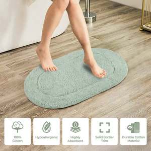 Mittal Export 100% algodón con mechones sólido hecho a máquina alfombra de baño forma ovalada Extra suave absorbente antideslizante alfombra de baño ecológica - Product Image 3