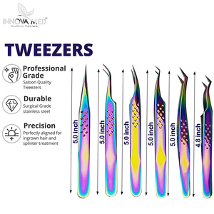 Pinces à cils en acier inoxydable avec logo personnalisé, couleurs arc-en-ciel, outils de maquillage beauté par INNOVAMED - Product Image 3