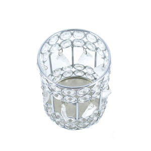 Nouvelle conception forme ronde cristal perlé chandelier grand couleur argent support votif élégant bougeoir pour les mariages événements - Product Image 3