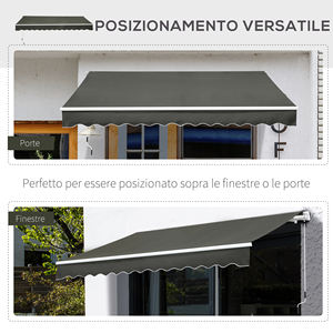 Outsunny-Brazo enrollable para toldo exterior con apertura de manivela, 350x250 cm, gris - Product Image 5