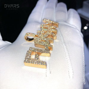 Colgante de Hip Hop para Hombre con Letra Inicial de Moissanita, Chapado en Oro de Lujo sobre Plata de Ley 925 - Product Image 3