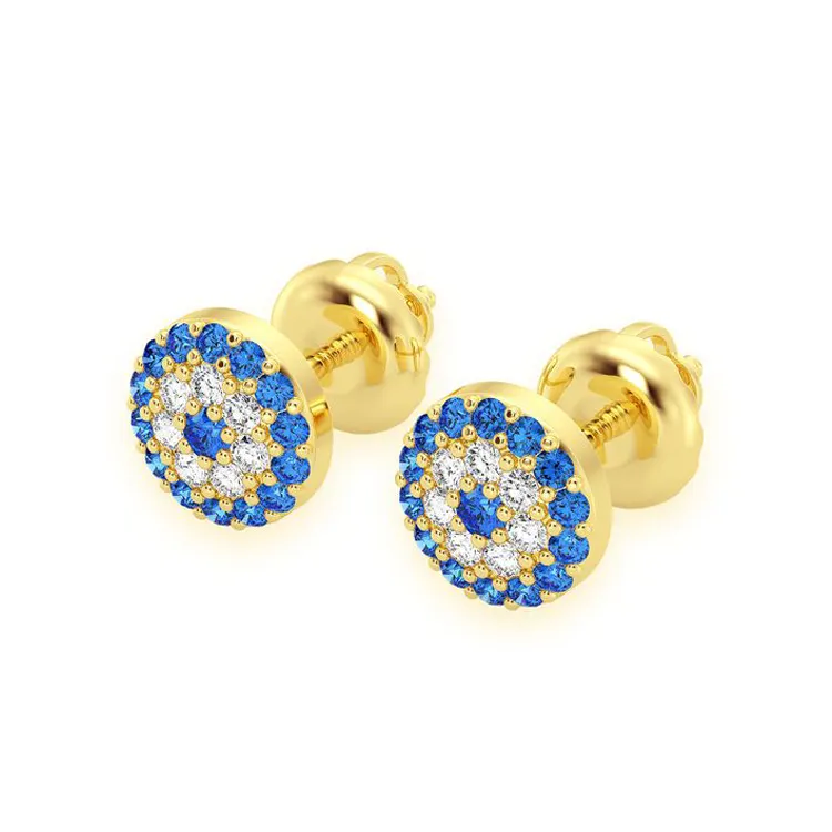 Exportador líder de alta calidad 14K Gold 1,64 CTS y 6,33 gramos Blue & Black Moissanite Diamond Earring para regalo de compromiso