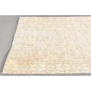 Alfombra turca de lana hecha a mano Beige Vintage, 5,5x8,9 pies, área grande clásica, retales abstractos, patrones de pasillo rectangulares, látex - Product Image 2