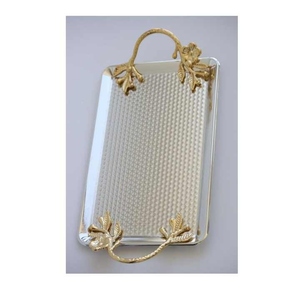 ถาดเสิร์ฟสแตนเลสขัดเงากระจกสำหรับชาและของหวานเหมาะสำหรับเครื่องครัวโรงแรมและร้านอาหาร - Product Image 1