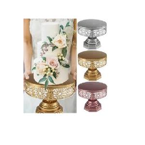 Fiesta de bodas Estilo lujoso Soporte para servir pasteles Acabado niquelado Forma redonda Soporte de pastel de metal a bajo precio - Product Image 1