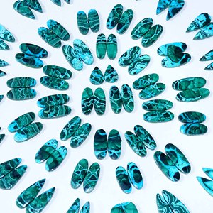 Lote de par de cabujones de malaquita de crisocola natural para hacer joyas, par de piedras curativas pulidas listas para la venta - Product Image 4