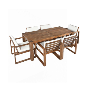 Ensemble de salle à manger d'extérieur moderne en teck massif, table et chaises de jardin, meubles d'extérieur avec coussins - Product Image 2