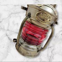 Lampe à huile suspendue en bois de lanterne d'ancre marine nautique antique en laiton avec bougeoirs et bocaux pour une utilisation en bateau