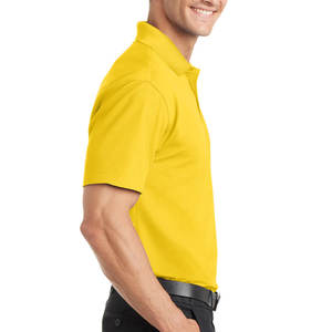 เสื้อโปโลแขนสั้นสำหรับผู้ชายผ้าโพลีเอสเตอร์แห้งเร็วสีเหลือง100% - Product Image 3