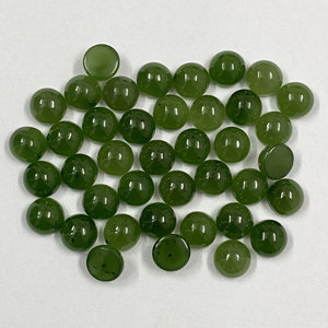 Piedras preciosas naturales de cabujón redondo de Jade nefrita, piedras preciosas Verdes Naturales, 3*3mm a 20*20mm, piedras preciosas sueltas con parte posterior plana, precios de fábrica - Product Image 1