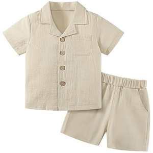 Conjunto Informal de Pelele de 2 Piezas para Niño, Top Transpirable de Manga Corta, Ropa Inteligente para Exteriores de 0 a 36 Meses - Product Image 1