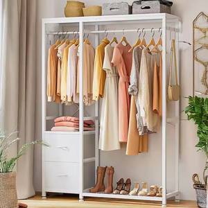 Simple Waterproof <b>Wood</b>+Metal Double-tier Floor-to-ceiling Wardrobe <b>Storage</b> Cabinet for Bathroom Living Room Japanese Clothes - Product Image 4