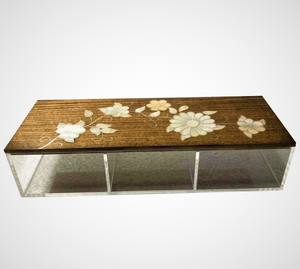 Traditional Mother Pearl Inlay <b>Wooden</b> <b>Lid</b> Container <b>Box</b> Plain Floral Design Serving Tray for Kitchen Home Office Restaurant Use - Product Image 3