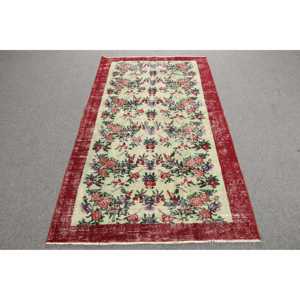 Tapis vintage 3,8x6,6 pieds, tapis turc, tapis patchwork rouge - Product Image 1