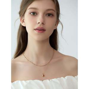 Collana Sottile Delicata Placcata Oro 18K con Catena Arcobaleno e Perline Geometriche, con Ciondolo Inossidabile, Idea Regalo - Product Image 2