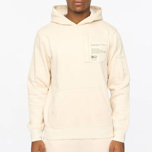 Customized Logo <b>Ivory</b> Regular Fit Fleece Breathable Hoodie 100% Cotton Men's Ribbed Hem Cuffs Casual Wear Autumn Eco-Friendly - Product Image 1