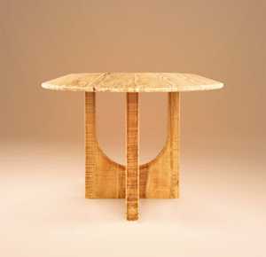 โต๊ะรับประทานอาหารไม้มะม่วงรูปไข่แบบชนบทพร้อมฐานรองรับโค้งที่เป็นเอกลักษณ์สำหรับร้านอาหารและร้านกาแฟ - Product Image 2