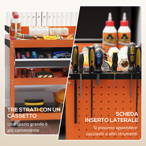 DURHAND-Carrito de herramientas con asa lateral, cajón y 3 estantes de acero, de 82 76 cm x 35x, color Naranja, para hombre y mujer - Product Image 5