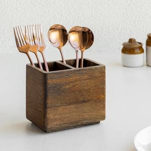 Support à couverts en bois de manguier personnalisable, écologique, durable, design peint à la main, utilisation quotidienne pratique, repose-cuillère de cuisine, lave-vaisselle - Product Image 1