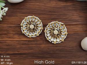 Bijoux anciens haute or polonais belle fantaisie Designer porter des accessoires de fête femmes conception antique hauts boucles d'oreilles ensemble - Product Image 4