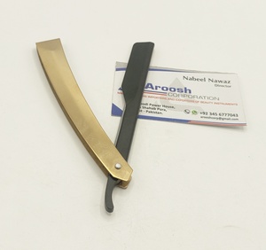 Maquinilla de afeitar profesional recta al por mayor, herramienta de barbero manual sostenible con logotipo personalizado, hoja deslizante de oro negro para uso facial y corporal - Product Image 3