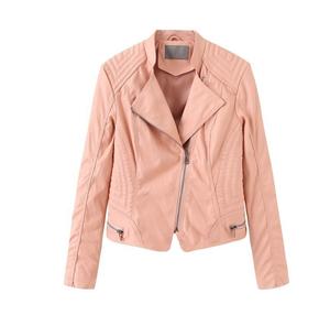 Chaquetas de cuero de piel de oveja para mujer Chaquetas de cuero estilo helecho estilo Bal teñido de color sólido - Product Image 4